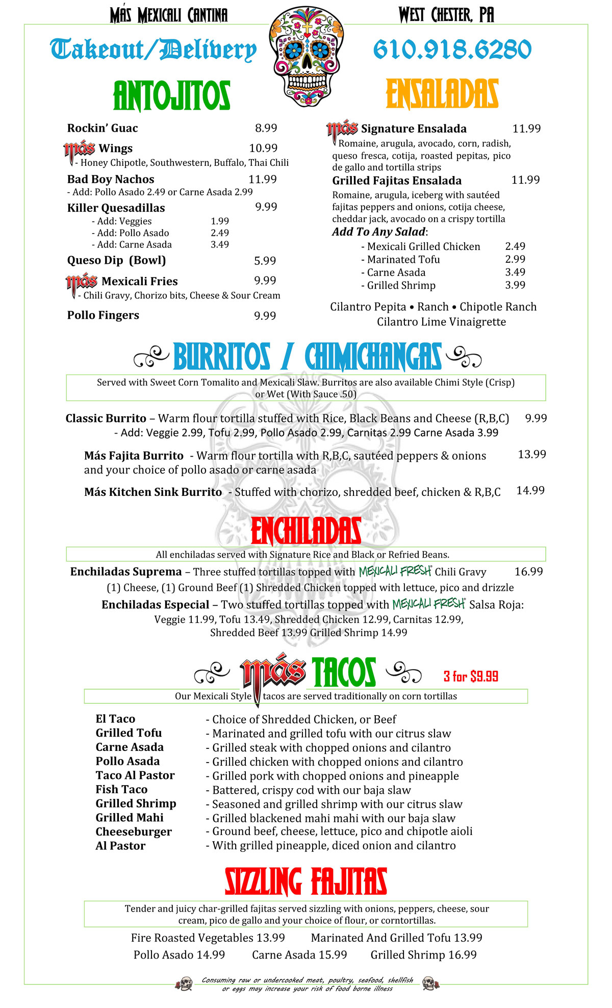 Más Takeout Menu April 2020